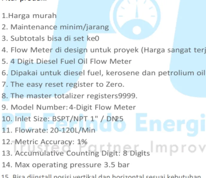 Flow Meter Solar (DN3-DN100) Flow Meter Solar WPA Meters (High Accuracy Meter 1%) 3 spesifikasi_flow_meter_wpa_solar_1_inch